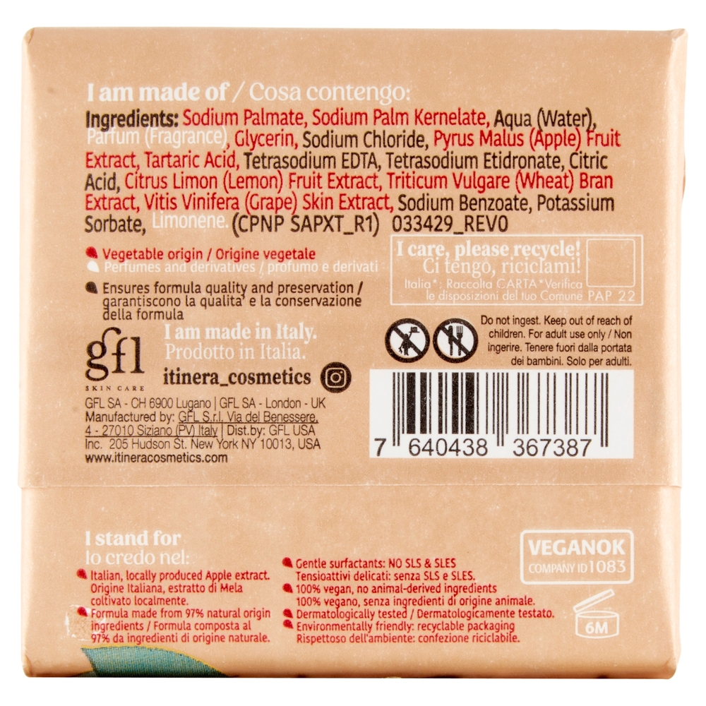 Itinera Sapone Mani e Corpo con Mela del Trentino Alto Adige Rinfrescante 100 g